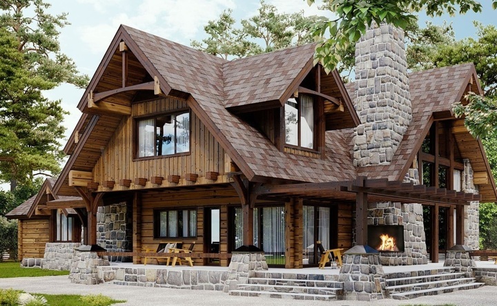 Красивый дом из дерева